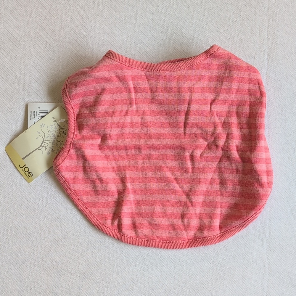 NWT joe fresh organic cotton baby drool bib velcro closure coral O/S